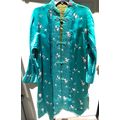 Wms Embroidered Aqua Floral Oriental Kimono Rob...