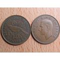 New Zealand 1945 1d Penny Coin