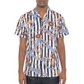 Mens Gold Chain Status Print Button Down Shirt