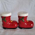 Christmas SANTA Claus Red BOOTS SALT & PEPPER S...