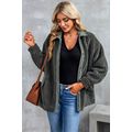 Gray Corduroy Trim Elbow Patch Sherpa Jacket