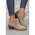 Parchment Cut Out Suede Pointed Toe Heeled Ankl...