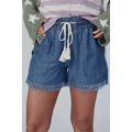 Ashleigh Blue Raw Hem Drawstring High Waist Den...