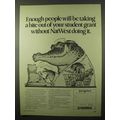 1979 NatWest Bank Ad - Student Grant