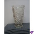 Vintage Diamond Cut Glass 10" Scalloped edge Vase