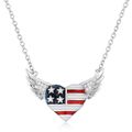 14 Ct Patriotic Winged Heart Necklace with CZ A...