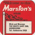 BEER MAT - MARSTONS BREWERY - THE WHITE HART IN...