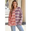 Pink Stripe Colorblock Oversized Sweater