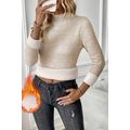 Apricot Thermal Lined Ribbed Knit Mock Neck Swe...