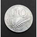 1955 Italian 10 Lire Wheat/Plow coin in Very Go...