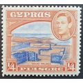 Cyprus: 1938-51 1/4p. ultramarine and orange-br...