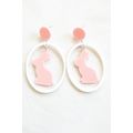 White Easter Colorblock Bunny Drop Earrings