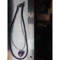 Purple Beaded Necklace With Glass Heart Pendant
