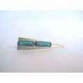 Triangle with rectangle turquoise blue stone tr...
