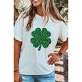 White Leopard Four Leaf Clover Graphic Tee