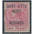 St Kitts-Nevis 1885 R3 1d Rose REVENUE Mounted....