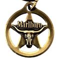 Vintage MARLBORO Keychain Longhorn Steer Star L...
