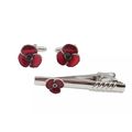 Equilibrium Red Flower Cufflinks & Tie Pin Set ...