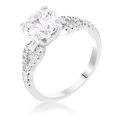 2.11Ct Rhodium Round Cut CZ Petite Ribbon Engag...