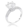 Rhodium Plated Clear CZ Round Solitaire Quad Mi...