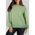 Grass Green Solid Fleece Lined Drop Shoulder Hi...
