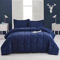 King Size Navy 3 Piece Microfiber Reversible Co...