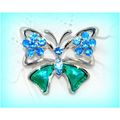 Summer Gift Bright Blue Crystal Butterfly Brooc...