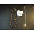 Lot of 2 Wood Bead Necklaces & 4 Pairs of Earrings