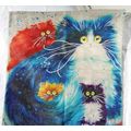 Cat Pillow Cover 17 x 17 4 Cats Big Blue Home D...
