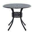 Round Metal 33-inch Outdoor Patio Table in Blac...
