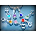 7 Crystal Dangle Beads Silver Plated Charm Fit ...