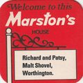 BEER MAT - MARSTONS BREWERY - MALT SHOVEL (WORT...