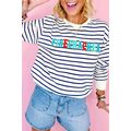 Blue Stripe Chenille FIRECRACKER Embroidered Sw...