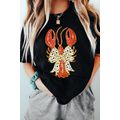 Black Dotty Bow Knot Crawfish Printed T Shirt