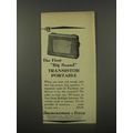 1956 Abercrombie & Fitch Raytheon Transistor Portable Radio Advertisement