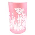 White Floral LED Lamp Small Pink Background Gla...