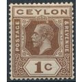 KGV: 1c - Ceylon 1927 - NM H - SG 338