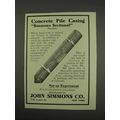 1913 John Simmons Co. Ad - Concrete Pile Casing