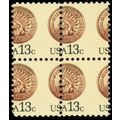 1734, Mint NH 13¢ Misperf Shift Block Freak Err...