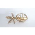 Gold starfish shell metal crystal alligator hai...