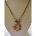 Mother of Pearl Necklace Enamel Painted Wood Be...