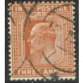 India 1902 3a Orange Brown SG127 FU