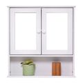 Simple Bathroom Mirror Wall Cabinet in White Wo...