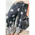 Black Plus Size Geometric Ethnic Print Drawstri...