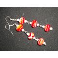 One off faceted red & white mix glass fun holid...
