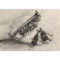 Miniature Old Toy Trumpet Violin in Palm Of Han...