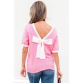 Bonbon Colorblock Bow V-Shape Cut Back Short Sl...