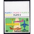 Falkland Islands Sg363w 25p wmk left of CA plat...