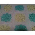 Hand Made throw white yellow and green