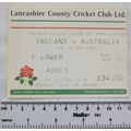 2001 ticket England v. Australia, Lancashire Co...